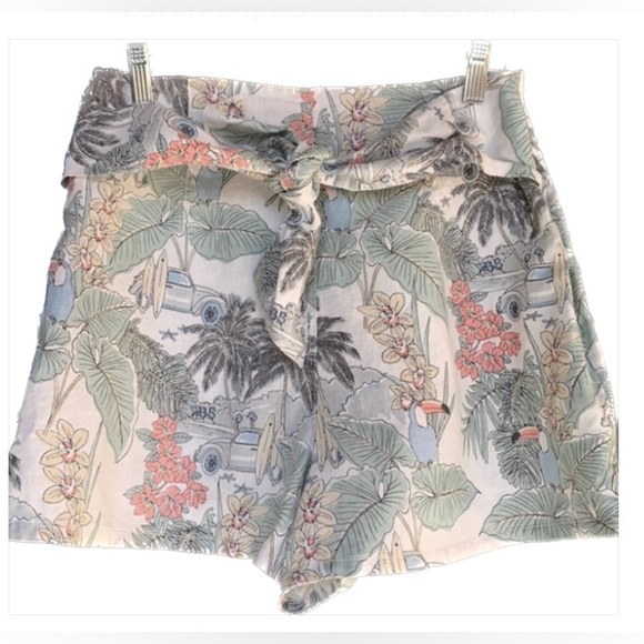 C&C California tropical linen shorts size 4 - Picture 1 of 11